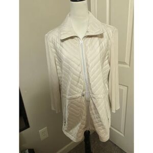 Multiples Women's 1X White Quilted‎ Zip-Up Jacket Cozy Winter Outerwear
